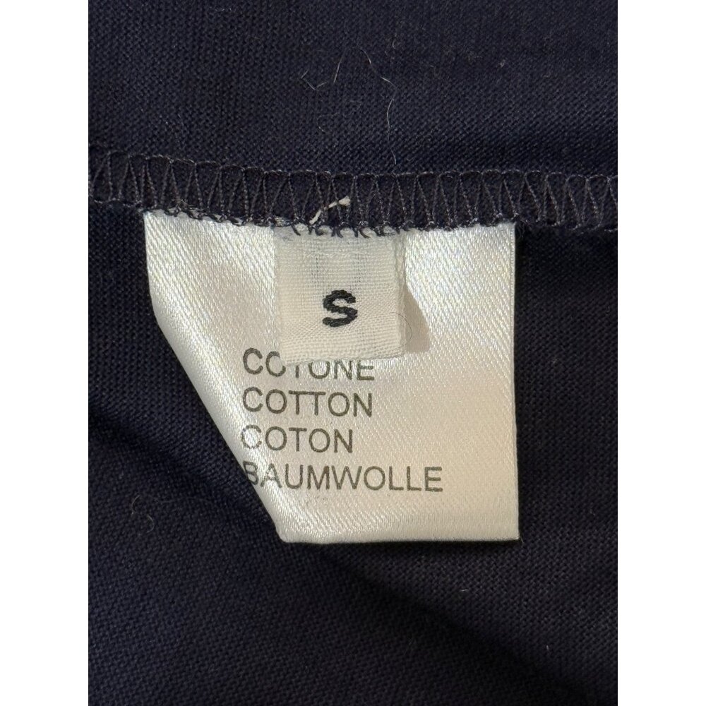 Rohka Womens Size S Short Sleeve Top Navy Blue T-Shirt Metallic Print Cotton - Picture 7 of 8